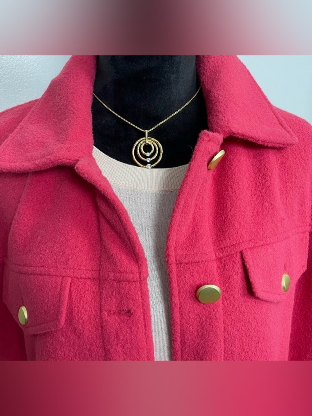 Joie Pink Teddy Jacket with Gold Buttons
